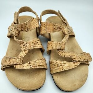 Vionic 342 Paros Cork Strappy Sandals Orthopedic Velcro Comfort Women’s Size 7